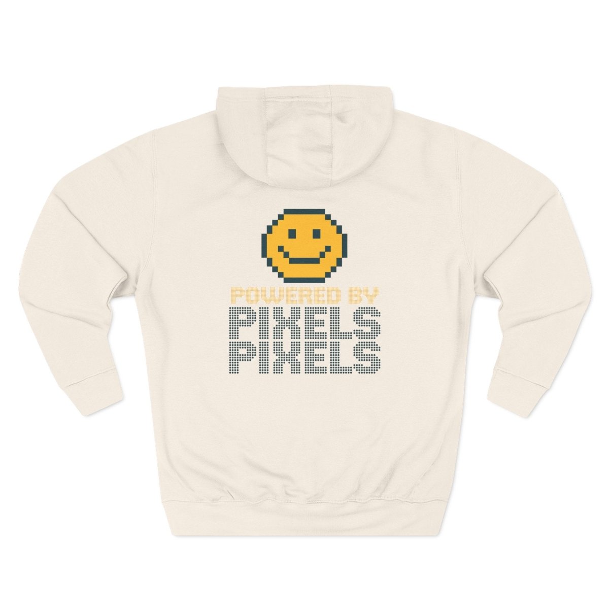 "Powered by Pixels" Cozy Gamer Hoodie | Three - Panel Fleece Sweatshirt, Pixel Art Apparel, Comfy Gaming Gift, Casual Streetwear, Unisex Hoodie - AI Tee Hero