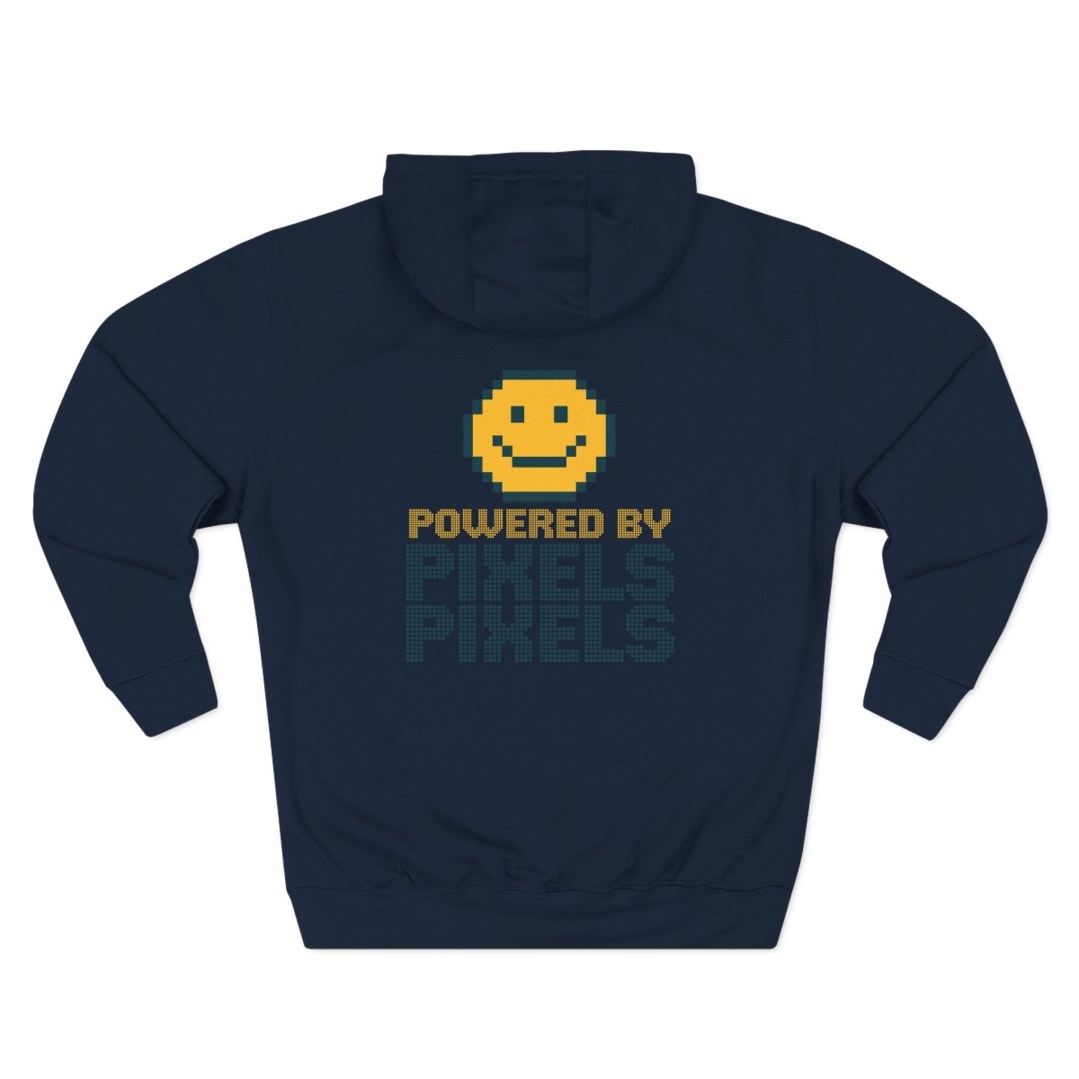 "Powered by Pixels" Cozy Gamer Hoodie | Three - Panel Fleece Sweatshirt, Pixel Art Apparel, Comfy Gaming Gift, Casual Streetwear, Unisex Hoodie - AI Tee Hero