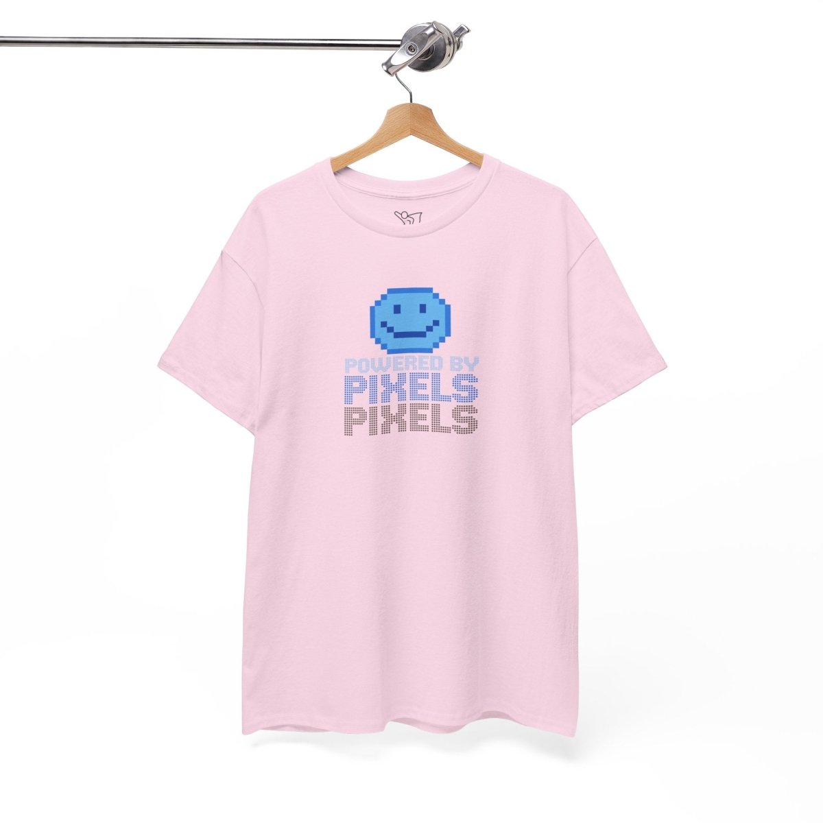 "Powered by Pixels" Unisex Tee: Retro Gamer Shirt, Cute Gaming Apparel, Gift for Gamers, Fun Graphic T-Shirt, Playful Pixelated Design CW - 1 Blue - AI Tee Hero