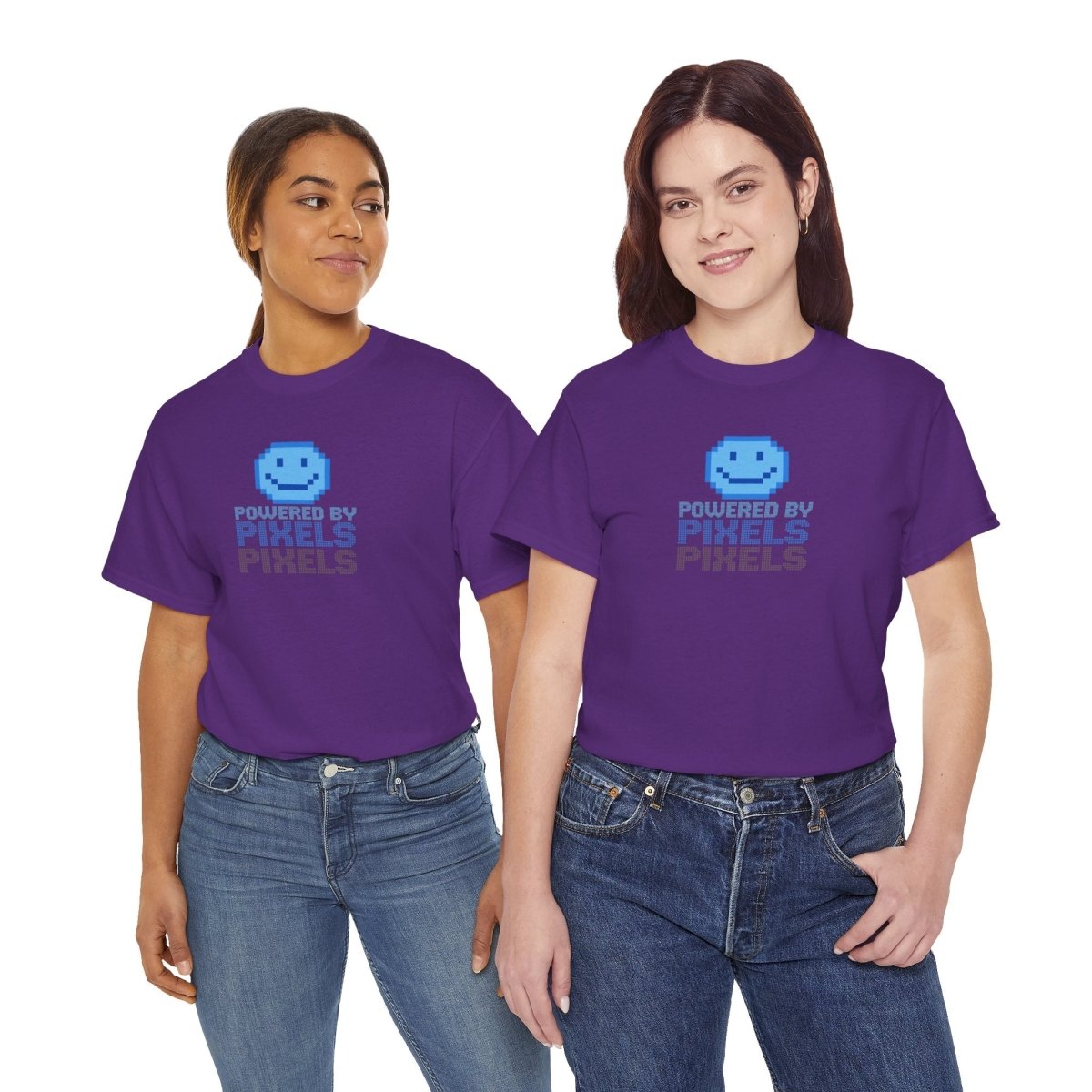 "Powered by Pixels" Unisex Tee: Retro Gamer Shirt, Cute Gaming Apparel, Gift for Gamers, Fun Graphic T-Shirt, Playful Pixelated Design CW - 1 Blue - AI Tee Hero
