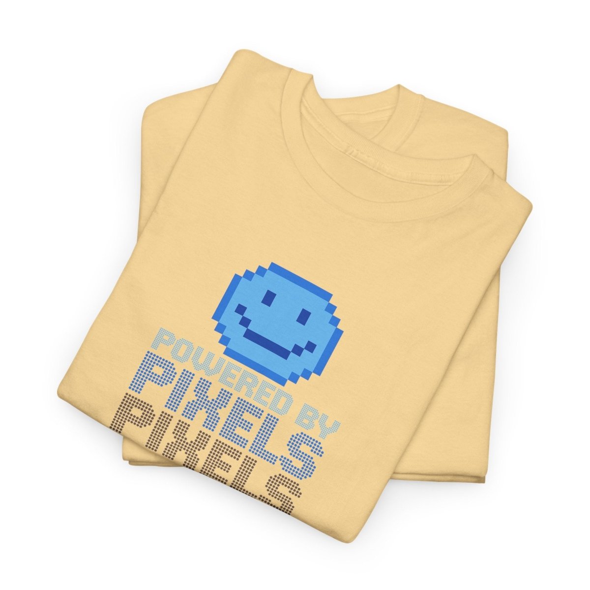 "Powered by Pixels" Unisex Tee: Retro Gamer Shirt, Cute Gaming Apparel, Gift for Gamers, Fun Graphic T-Shirt, Playful Pixelated Design CW - 1 Blue - AI Tee Hero