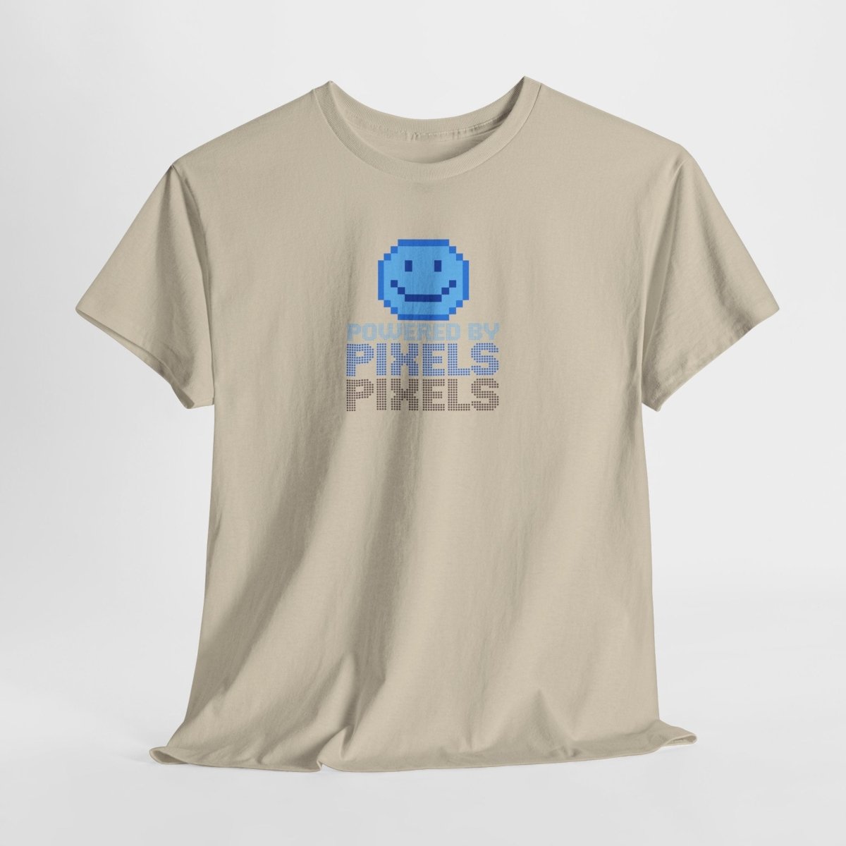 "Powered by Pixels" Unisex Tee: Retro Gamer Shirt, Cute Gaming Apparel, Gift for Gamers, Fun Graphic T-Shirt, Playful Pixelated Design CW - 1 Blue - AI Tee Hero