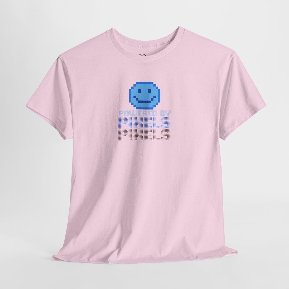 "Powered by Pixels" Unisex Tee: Retro Gamer Shirt, Cute Gaming Apparel, Gift for Gamers, Fun Graphic T-Shirt, Playful Pixelated Design CW - 1 Blue - AI Tee Hero