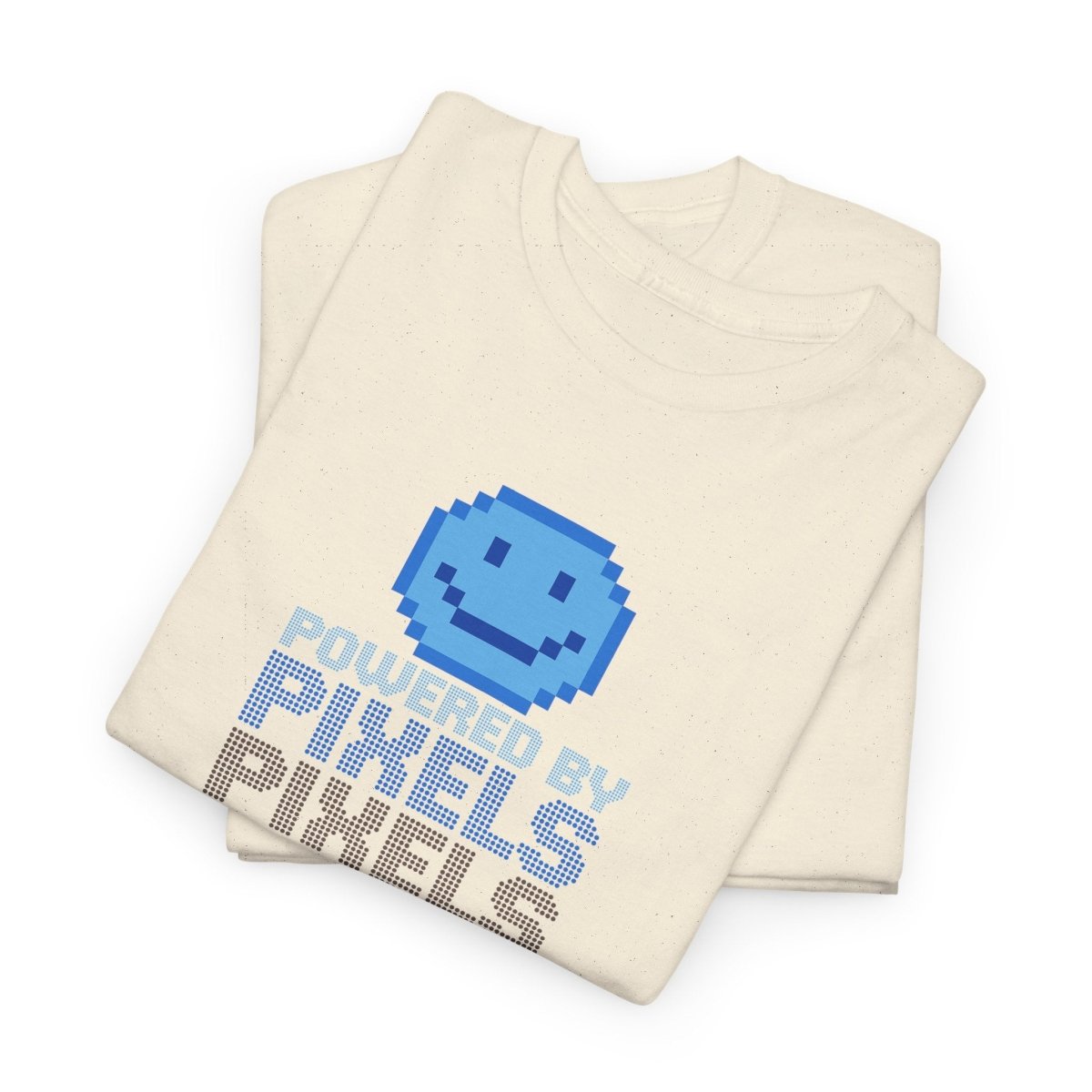 "Powered by Pixels" Unisex Tee: Retro Gamer Shirt, Cute Gaming Apparel, Gift for Gamers, Fun Graphic T-Shirt, Playful Pixelated Design CW - 1 Blue - AI Tee Hero