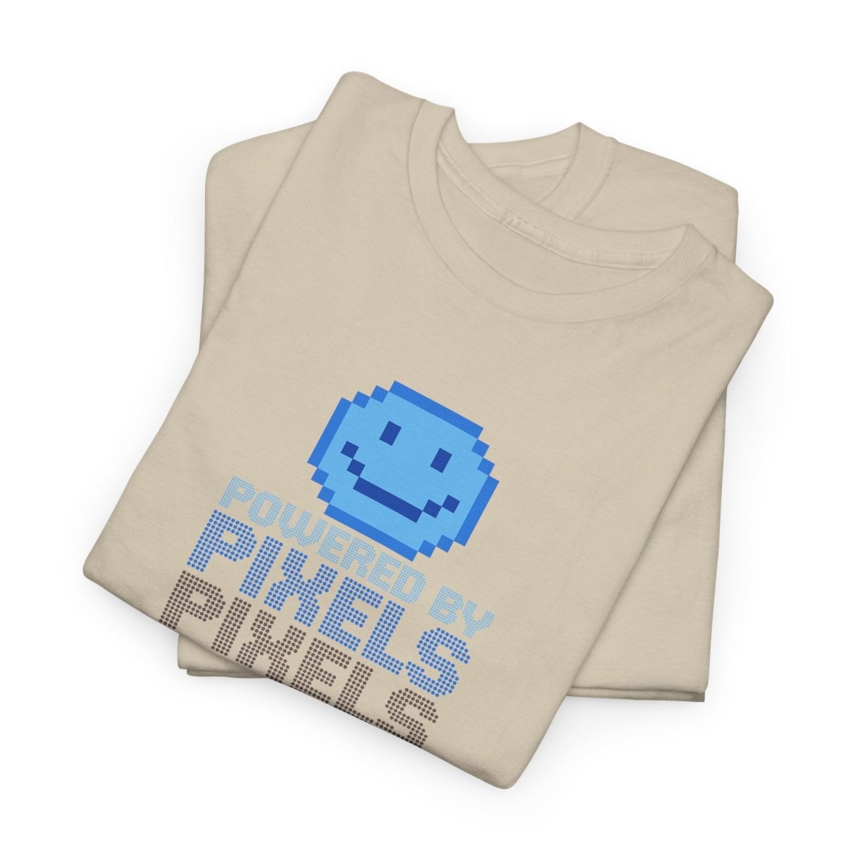 "Powered by Pixels" Unisex Tee: Retro Gamer Shirt, Cute Gaming Apparel, Gift for Gamers, Fun Graphic T-Shirt, Playful Pixelated Design CW - 1 Blue - AI Tee Hero