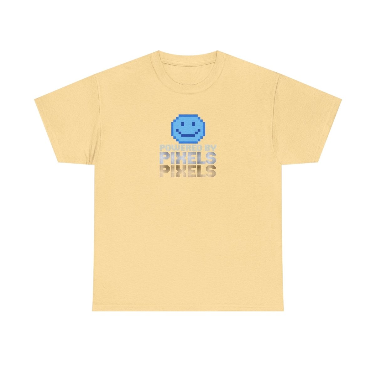 "Powered by Pixels" Unisex Tee: Retro Gamer Shirt, Cute Gaming Apparel, Gift for Gamers, Fun Graphic T-Shirt, Playful Pixelated Design CW - 1 Blue - AI Tee Hero