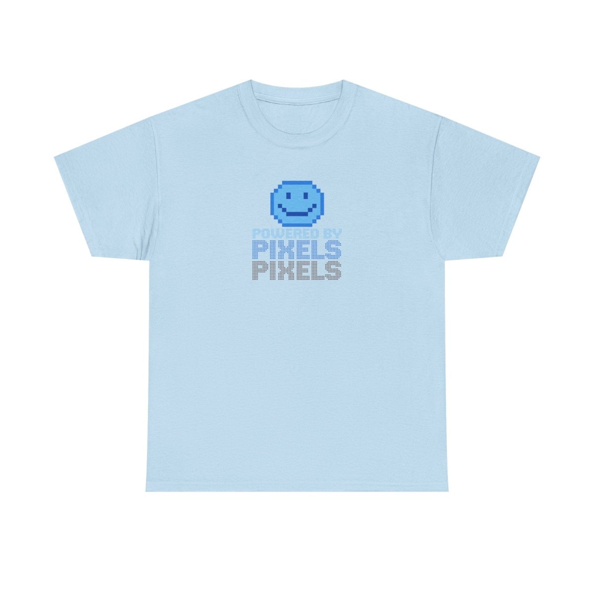 "Powered by Pixels" Unisex Tee: Retro Gamer Shirt, Cute Gaming Apparel, Gift for Gamers, Fun Graphic T-Shirt, Playful Pixelated Design CW - 1 Blue - AI Tee Hero