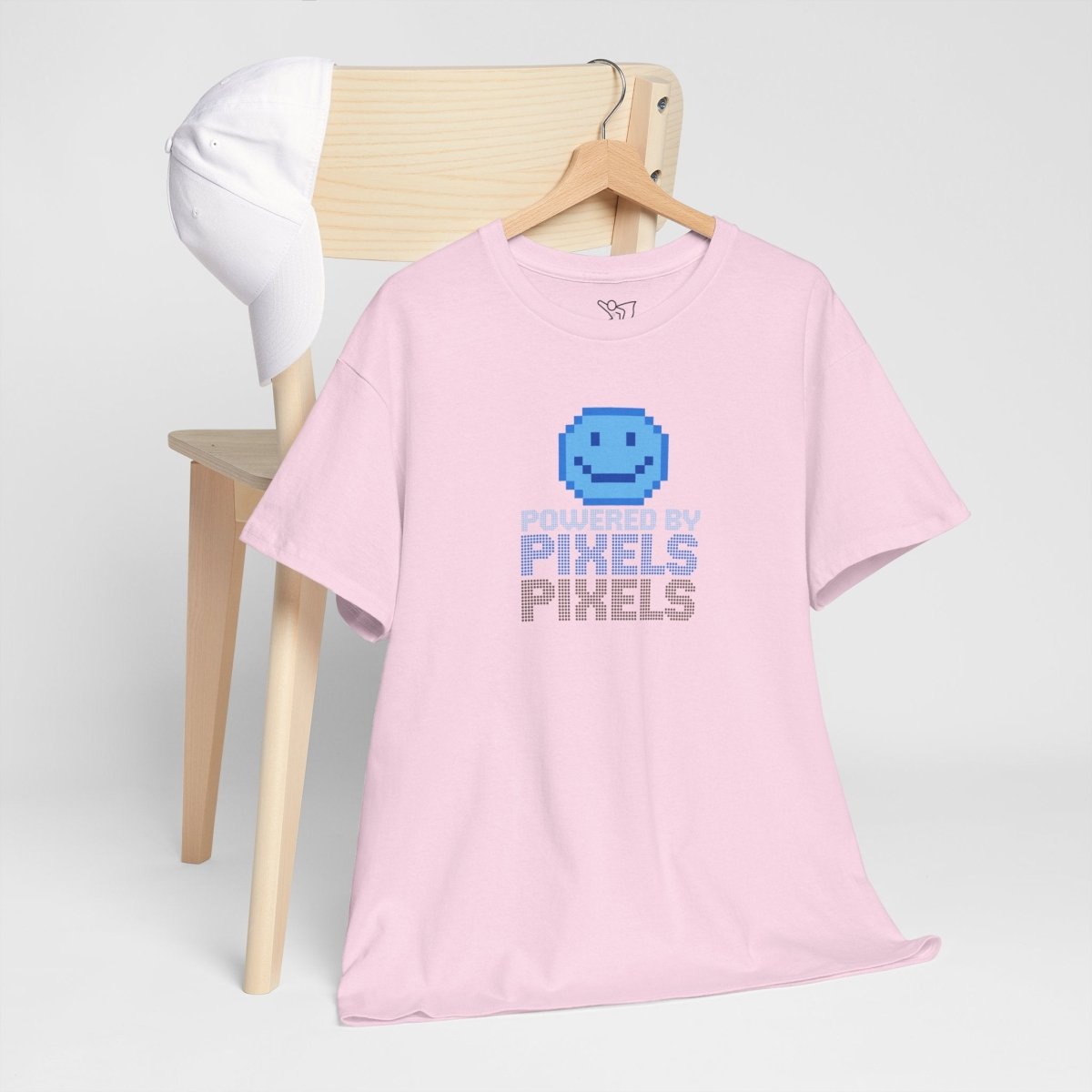 "Powered by Pixels" Unisex Tee: Retro Gamer Shirt, Cute Gaming Apparel, Gift for Gamers, Fun Graphic T-Shirt, Playful Pixelated Design CW - 1 Blue - AI Tee Hero