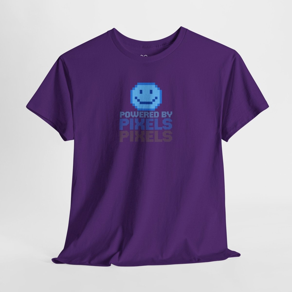 "Powered by Pixels" Unisex Tee: Retro Gamer Shirt, Cute Gaming Apparel, Gift for Gamers, Fun Graphic T-Shirt, Playful Pixelated Design CW - 1 Blue - AI Tee Hero