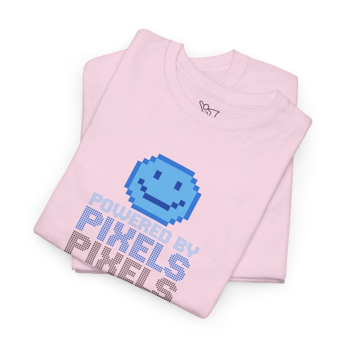 "Powered by Pixels" Unisex Tee: Retro Gamer Shirt, Cute Gaming Apparel, Gift for Gamers, Fun Graphic T-Shirt, Playful Pixelated Design CW - 1 Blue - AI Tee Hero
