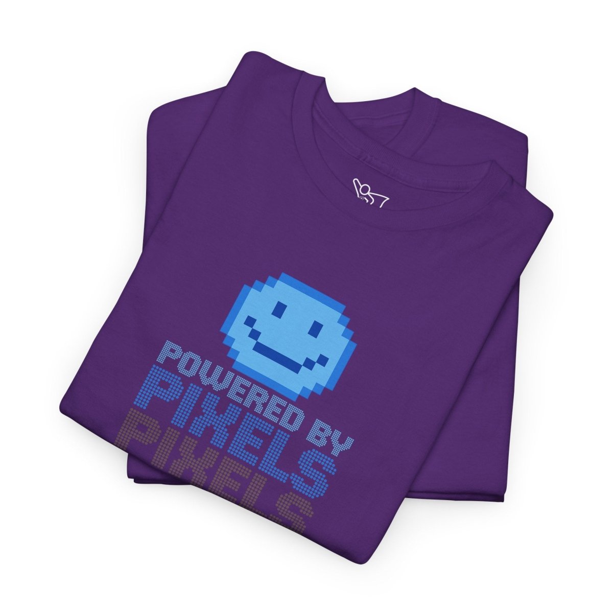 "Powered by Pixels" Unisex Tee: Retro Gamer Shirt, Cute Gaming Apparel, Gift for Gamers, Fun Graphic T-Shirt, Playful Pixelated Design CW - 1 Blue - AI Tee Hero