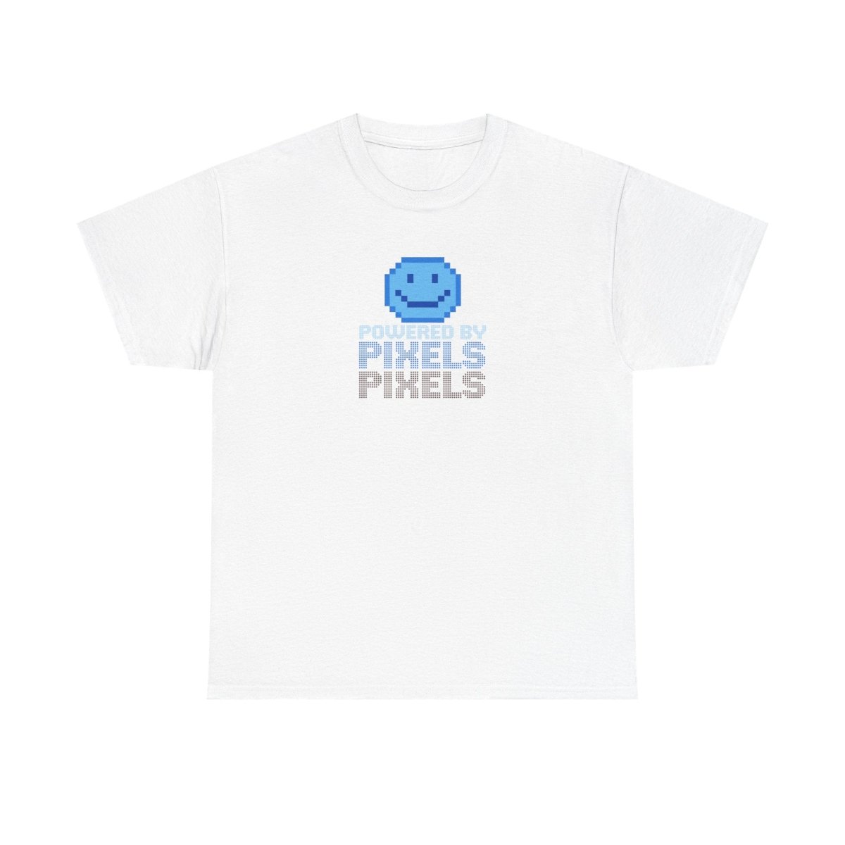 "Powered by Pixels" Unisex Tee: Retro Gamer Shirt, Cute Gaming Apparel, Gift for Gamers, Fun Graphic T-Shirt, Playful Pixelated Design CW - 1 Blue - AI Tee Hero