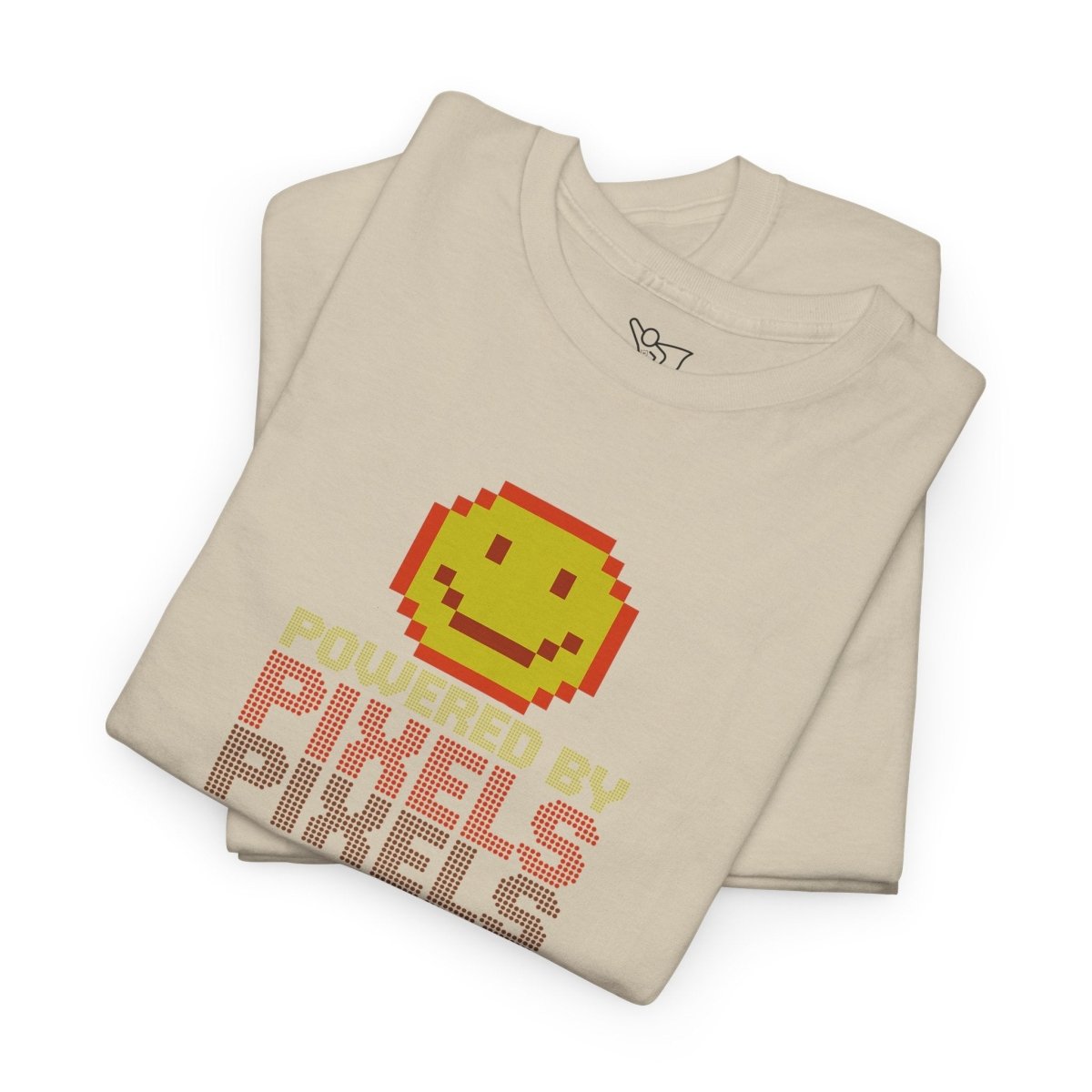 "Powered by Pixels" Unisex Tee: Retro Gamer Shirt, Cute Gaming Apparel, Gift for Gamers, Fun Graphic T-Shirt, Playful Pixelated Design CW - 2 Yellow Orange - AI Tee Hero