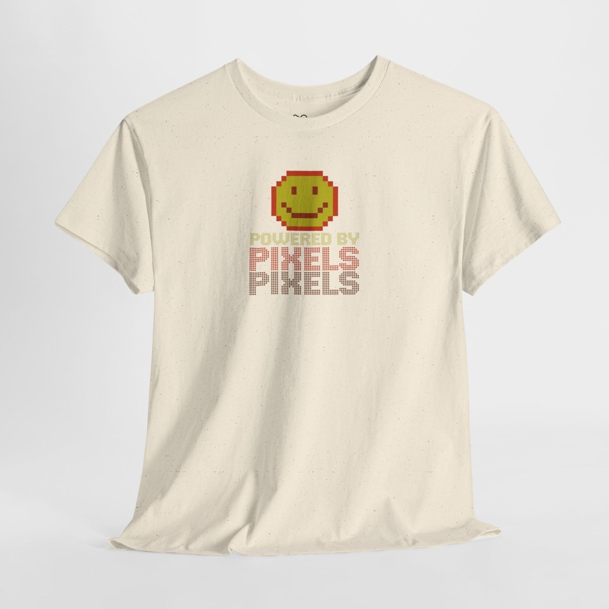 "Powered by Pixels" Unisex Tee: Retro Gamer Shirt, Cute Gaming Apparel, Gift for Gamers, Fun Graphic T-Shirt, Playful Pixelated Design CW - 2 Yellow Orange - AI Tee Hero