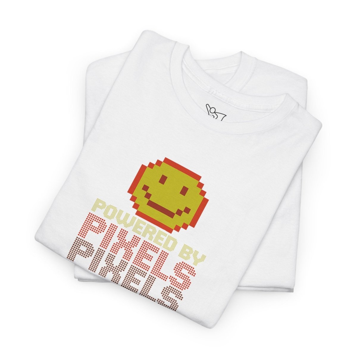 "Powered by Pixels" Unisex Tee: Retro Gamer Shirt, Cute Gaming Apparel, Gift for Gamers, Fun Graphic T-Shirt, Playful Pixelated Design CW - 2 Yellow Orange - AI Tee Hero