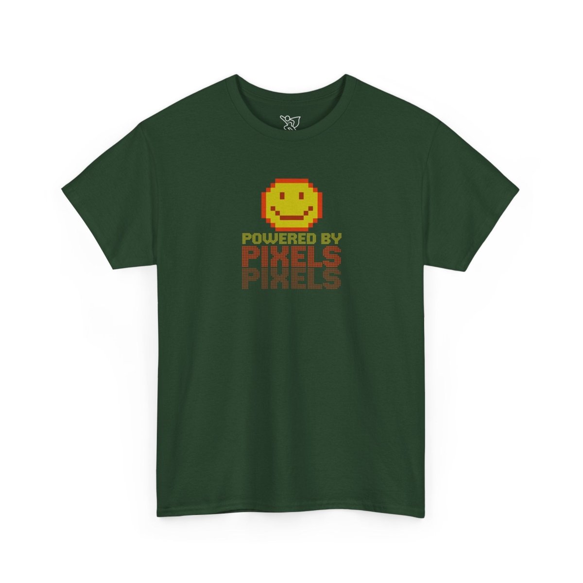 "Powered by Pixels" Unisex Tee: Retro Gamer Shirt, Cute Gaming Apparel, Gift for Gamers, Fun Graphic T-Shirt, Playful Pixelated Design CW - 2 Yellow Orange - AI Tee Hero