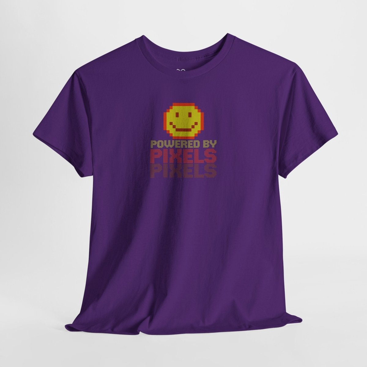 "Powered by Pixels" Unisex Tee: Retro Gamer Shirt, Cute Gaming Apparel, Gift for Gamers, Fun Graphic T-Shirt, Playful Pixelated Design CW - 2 Yellow Orange - AI Tee Hero