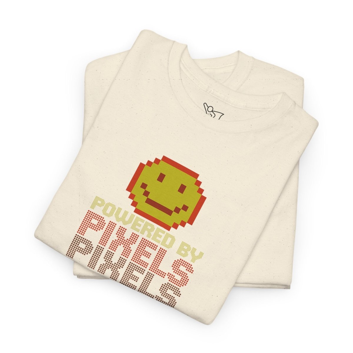 "Powered by Pixels" Unisex Tee: Retro Gamer Shirt, Cute Gaming Apparel, Gift for Gamers, Fun Graphic T-Shirt, Playful Pixelated Design CW - 2 Yellow Orange - AI Tee Hero