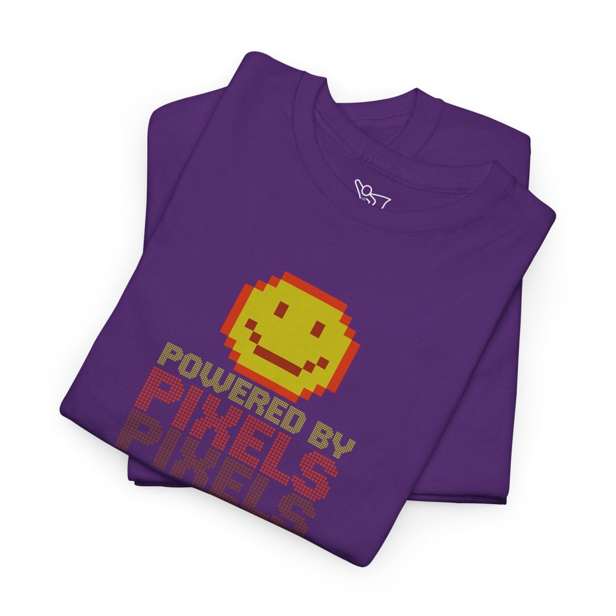 "Powered by Pixels" Unisex Tee: Retro Gamer Shirt, Cute Gaming Apparel, Gift for Gamers, Fun Graphic T-Shirt, Playful Pixelated Design CW - 2 Yellow Orange - AI Tee Hero