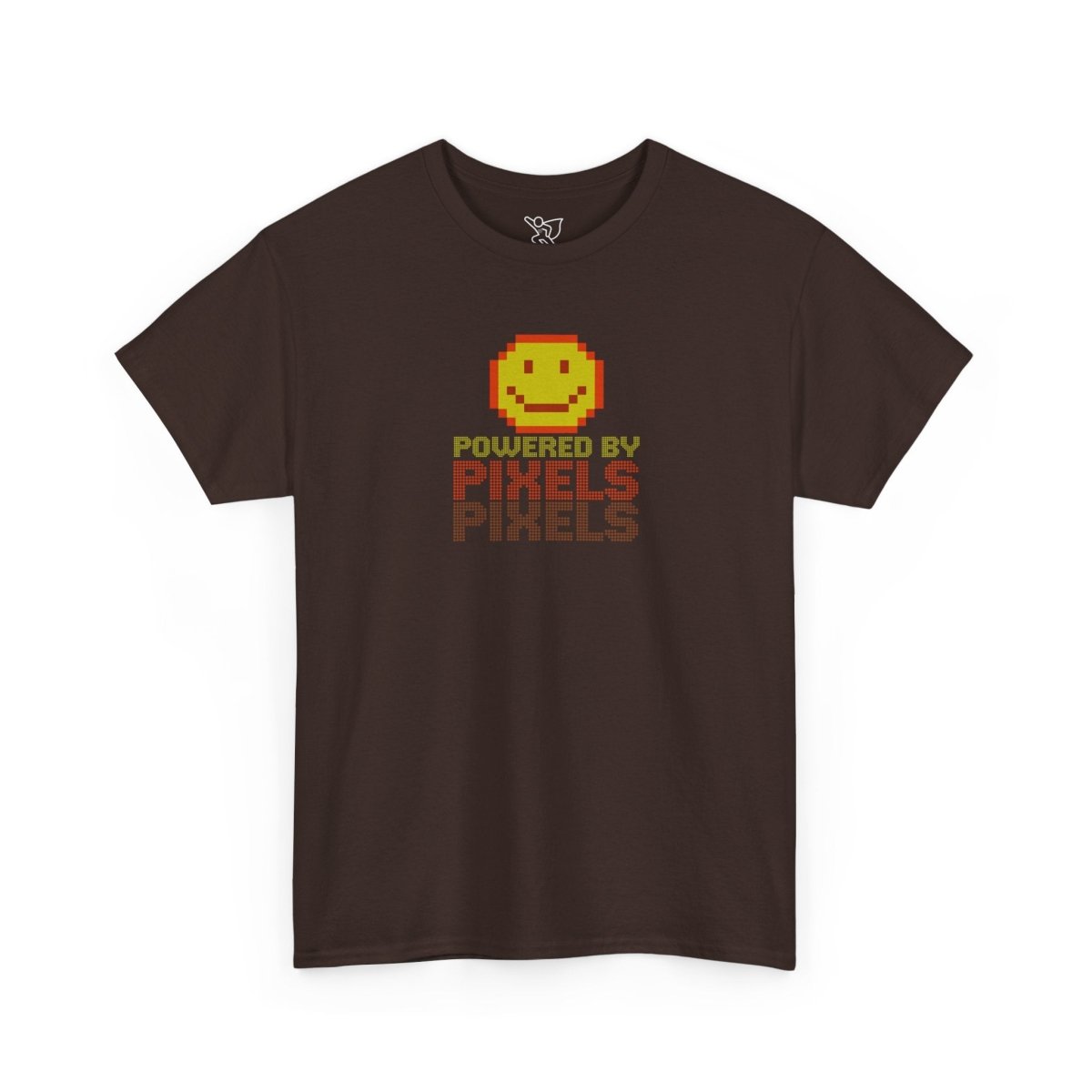 "Powered by Pixels" Unisex Tee: Retro Gamer Shirt, Cute Gaming Apparel, Gift for Gamers, Fun Graphic T-Shirt, Playful Pixelated Design CW - 2 Yellow Orange - AI Tee Hero