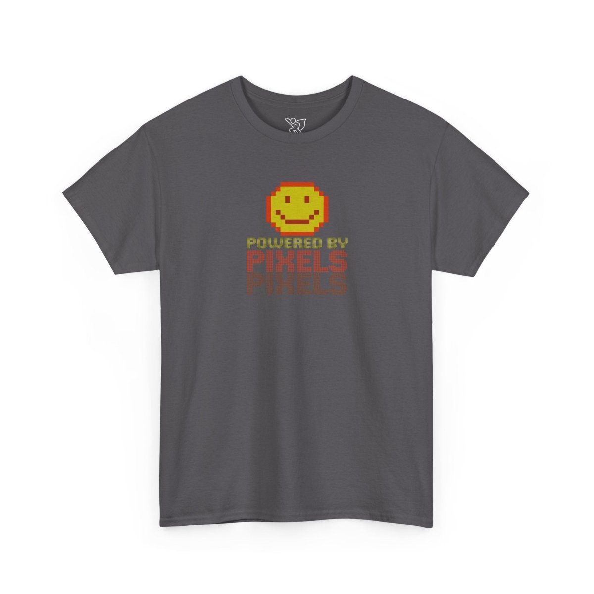 "Powered by Pixels" Unisex Tee: Retro Gamer Shirt, Cute Gaming Apparel, Gift for Gamers, Fun Graphic T-Shirt, Playful Pixelated Design CW - 2 Yellow Orange - AI Tee Hero