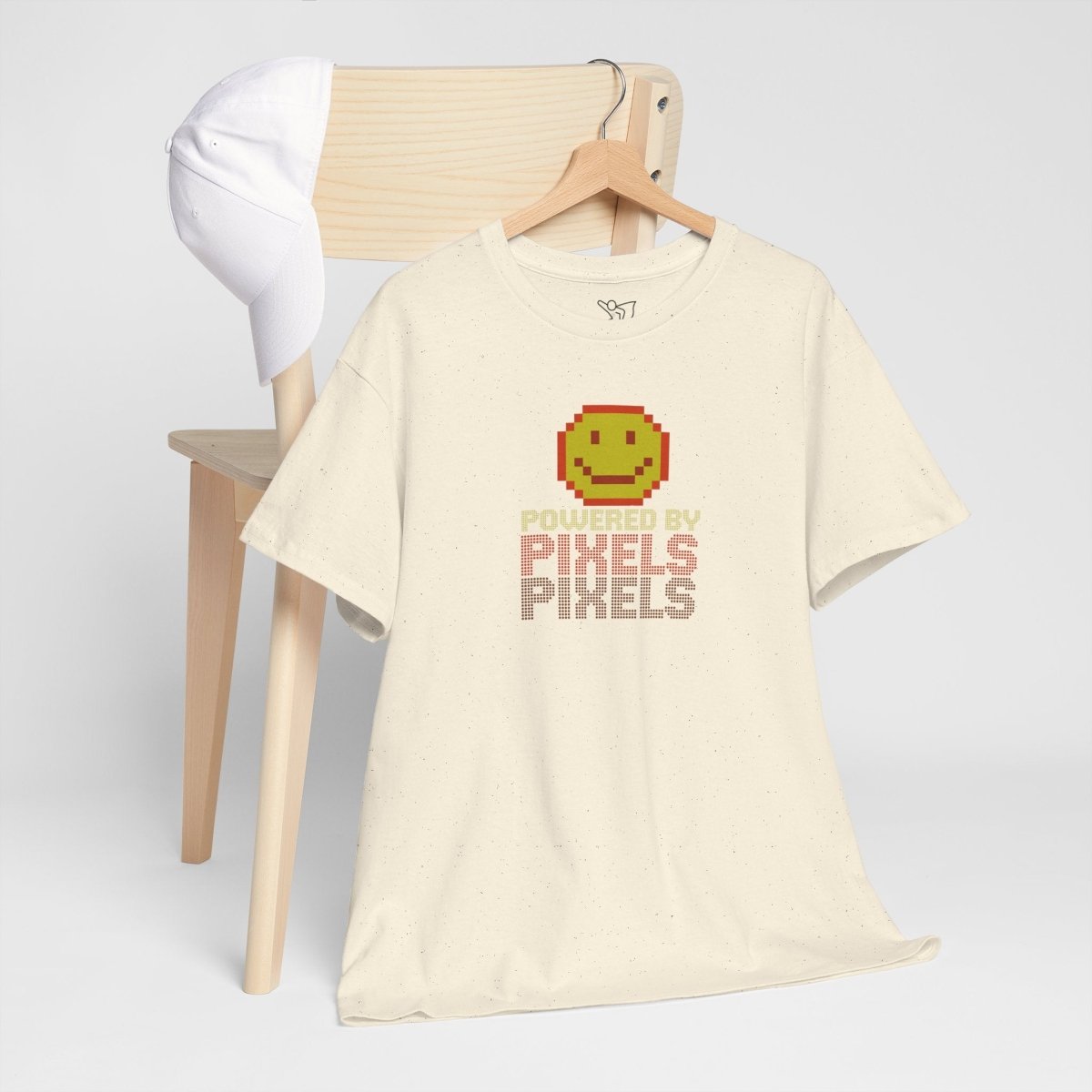 "Powered by Pixels" Unisex Tee: Retro Gamer Shirt, Cute Gaming Apparel, Gift for Gamers, Fun Graphic T-Shirt, Playful Pixelated Design CW - 2 Yellow Orange - AI Tee Hero