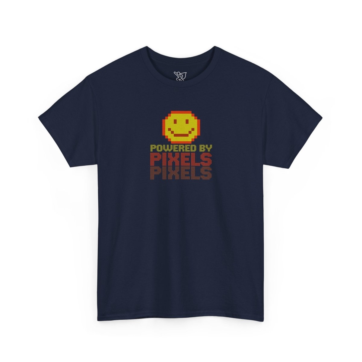 "Powered by Pixels" Unisex Tee: Retro Gamer Shirt, Cute Gaming Apparel, Gift for Gamers, Fun Graphic T-Shirt, Playful Pixelated Design CW - 2 Yellow Orange - AI Tee Hero