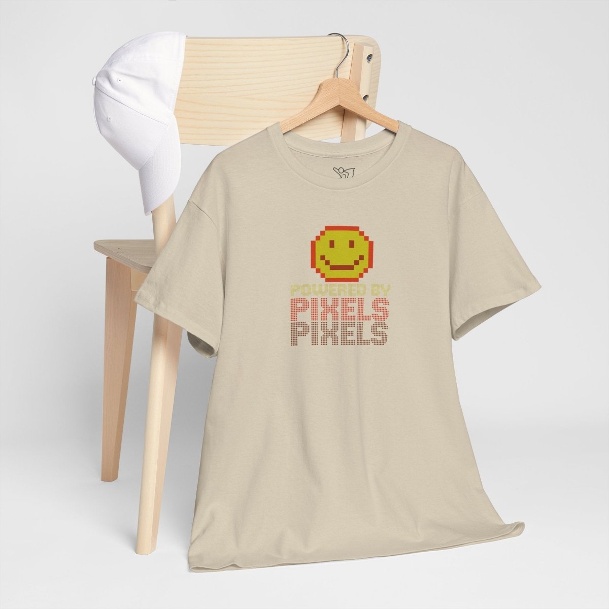 "Powered by Pixels" Unisex Tee: Retro Gamer Shirt, Cute Gaming Apparel, Gift for Gamers, Fun Graphic T-Shirt, Playful Pixelated Design CW - 2 Yellow Orange - AI Tee Hero