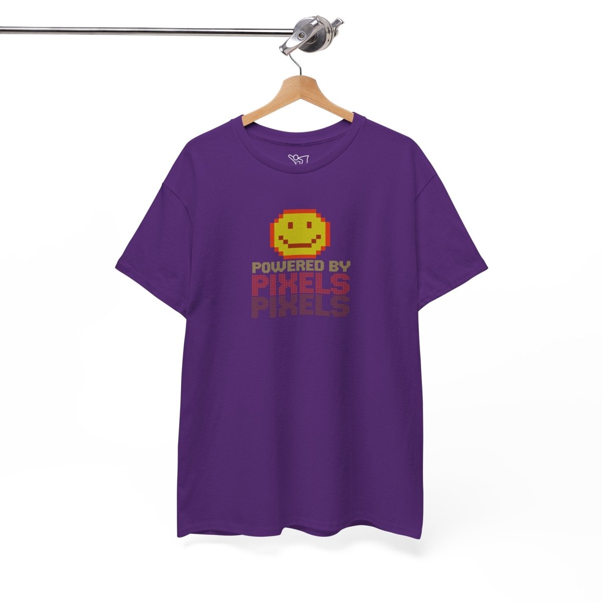 "Powered by Pixels" Unisex Tee: Retro Gamer Shirt, Cute Gaming Apparel, Gift for Gamers, Fun Graphic T-Shirt, Playful Pixelated Design CW - 2 Yellow Orange - AI Tee Hero
