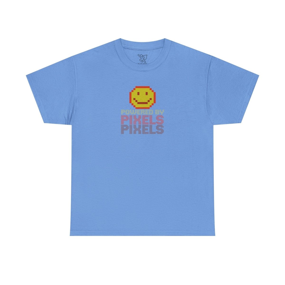 "Powered by Pixels" Unisex Tee: Retro Gamer Shirt, Cute Gaming Apparel, Gift for Gamers, Fun Graphic T-Shirt, Playful Pixelated Design CW - 2 Yellow Orange - AI Tee Hero