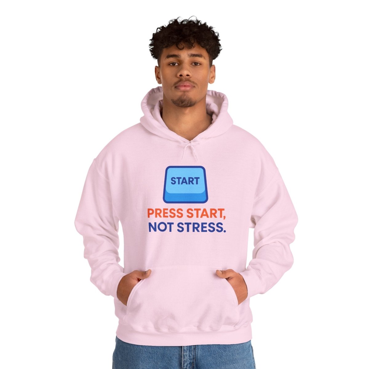 "Press Start, Not Stress" Unisex Hoodie - Comfortable Gaming Sweatshirt for Relaxation, Perfect for Stress Relief, Gifts, & Casual Wear - AI Tee Hero