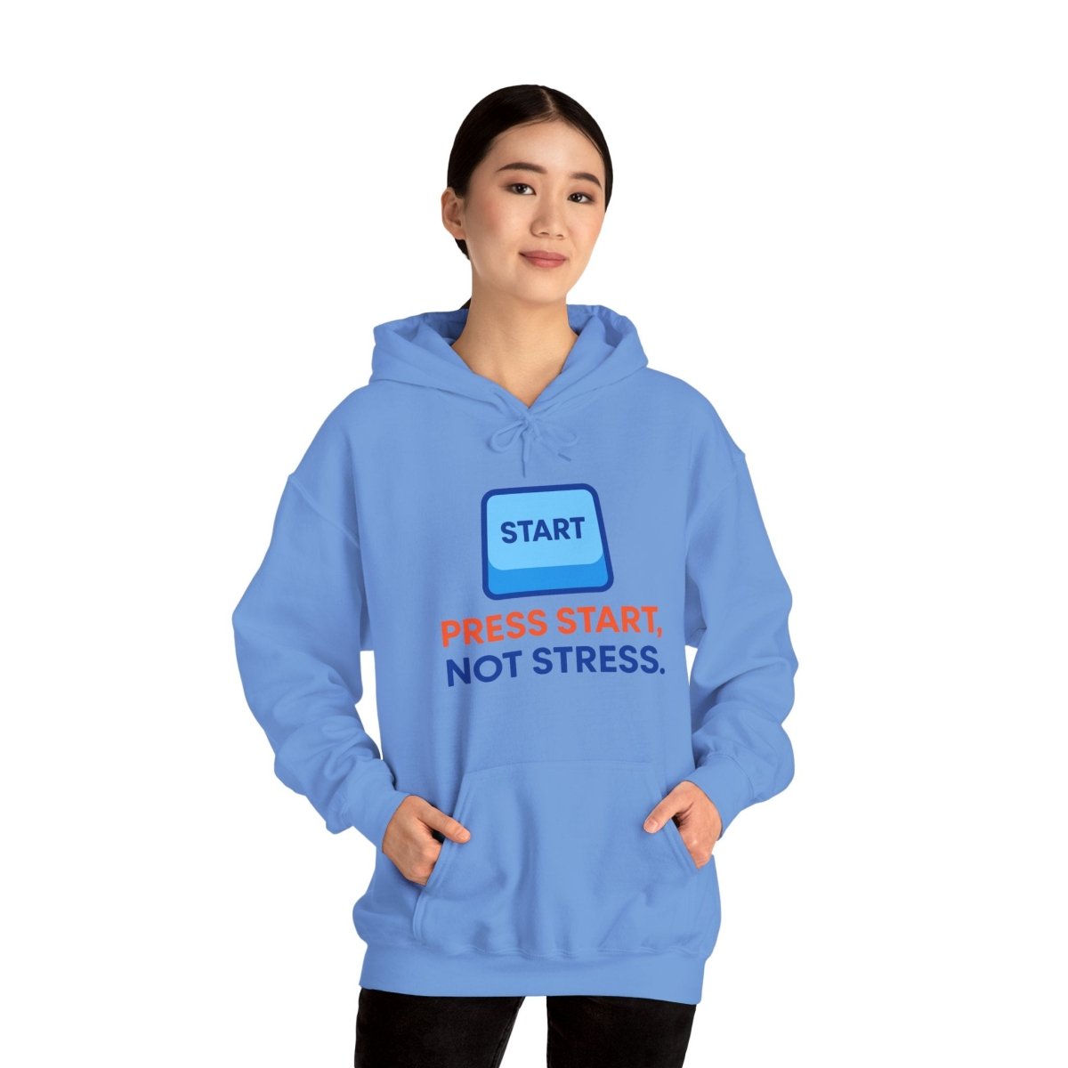 "Press Start, Not Stress" Unisex Hoodie - Comfortable Gaming Sweatshirt for Relaxation, Perfect for Stress Relief, Gifts, & Casual Wear - AI Tee Hero