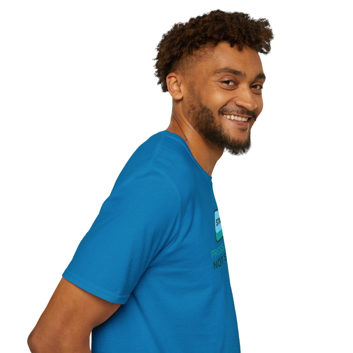 "Press Start, Not Stress" Unisex T-Shirt - Relaxed Fit Gaming Tee, Gift for Gamers, Fun Stress Relief Shirt, Casual Everyday Wear CW - 2 Teal - AI Tee Hero