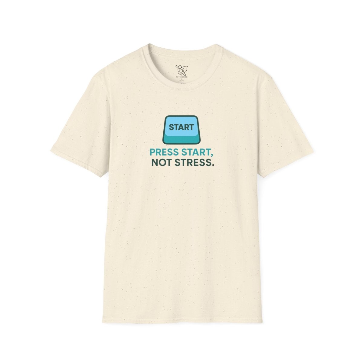 "Press Start, Not Stress" Unisex T-Shirt - Relaxed Fit Gaming Tee, Gift for Gamers, Fun Stress Relief Shirt, Casual Everyday Wear CW - 2 Teal - AI Tee Hero