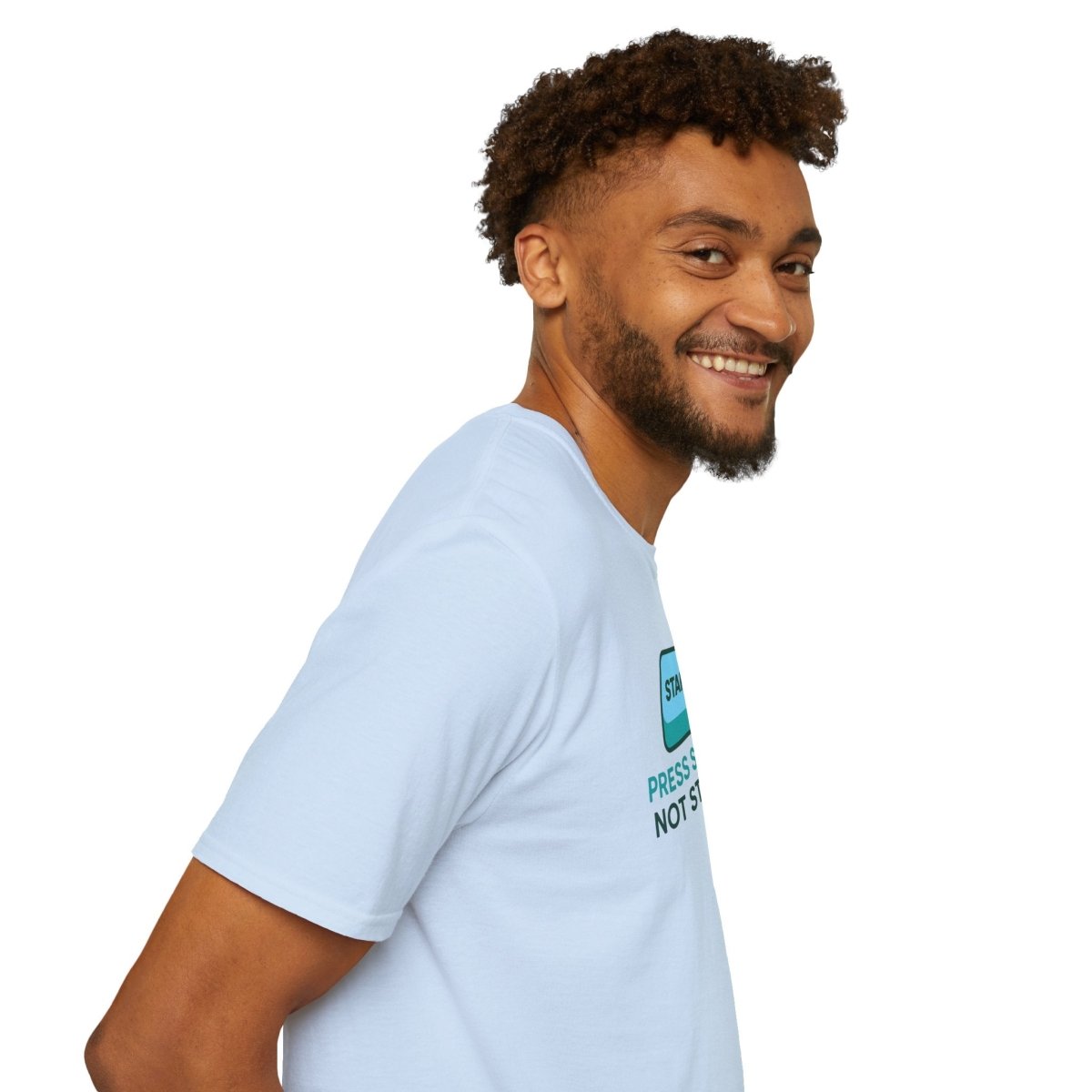 "Press Start, Not Stress" Unisex T-Shirt - Relaxed Fit Gaming Tee, Gift for Gamers, Fun Stress Relief Shirt, Casual Everyday Wear CW - 2 Teal - AI Tee Hero