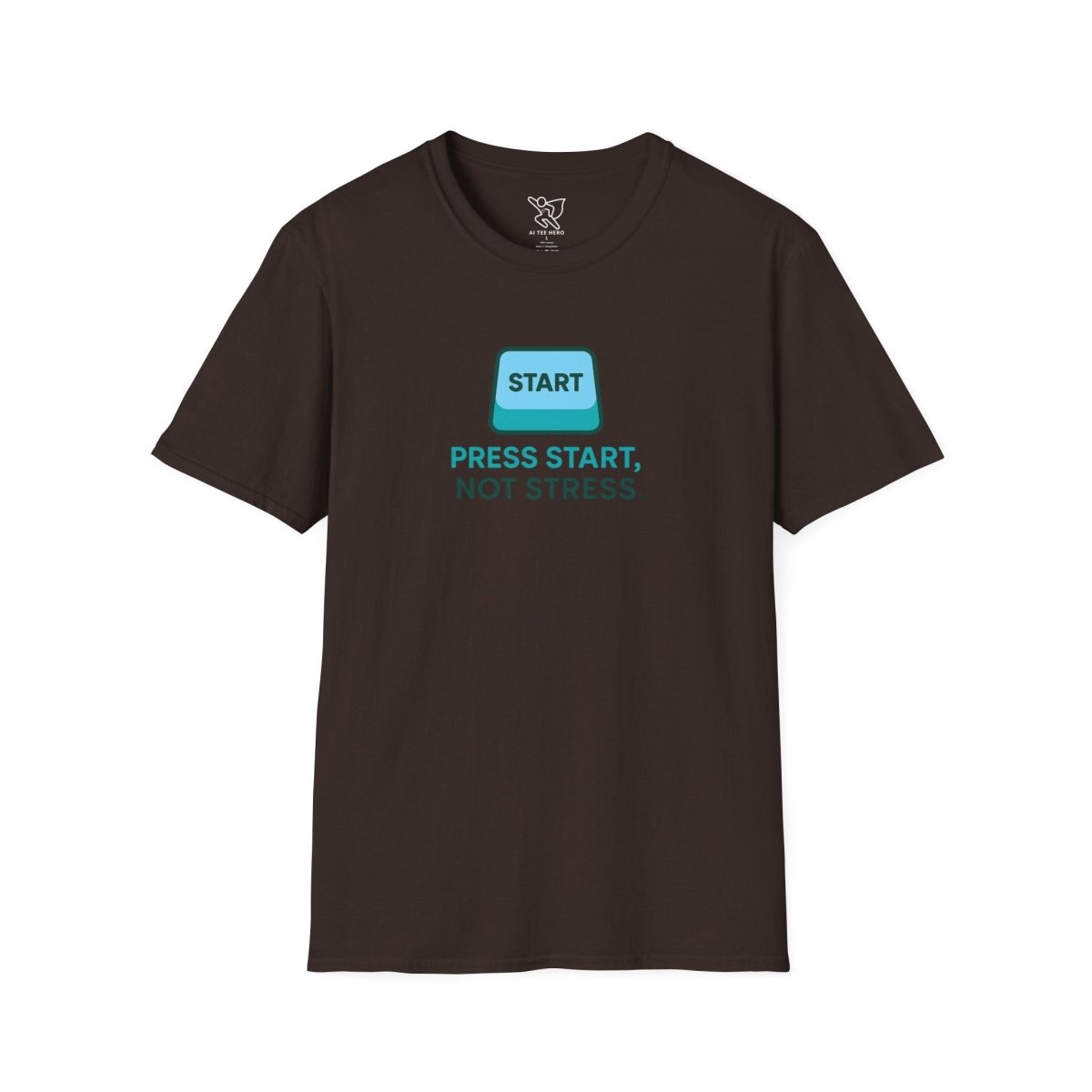 "Press Start, Not Stress" Unisex T-Shirt - Relaxed Fit Gaming Tee, Gift for Gamers, Fun Stress Relief Shirt, Casual Everyday Wear CW - 2 Teal - AI Tee Hero