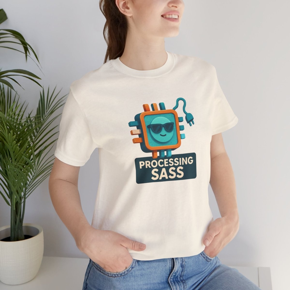 "Processing Sass" Graphic T-Shirt for Geeky Friends, Funny Gift, Casual Wear, Programmer Humor - AI Tee Hero