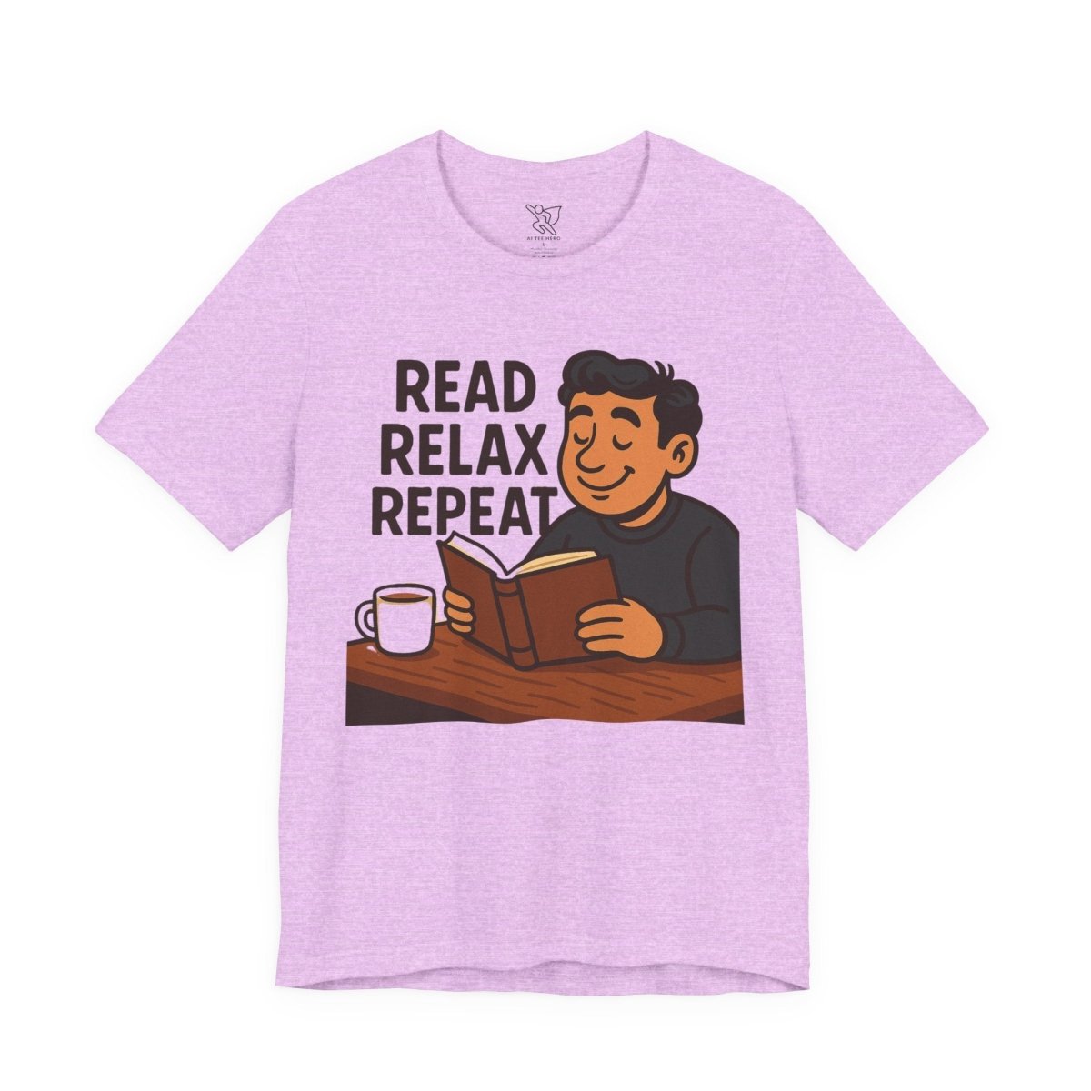 "Read. Relax. Repeat." Cozy Reading Shirt, Book Lover Gift, Unisex Casual Tee, Perfect for Book Clubs, Relaxing Days - MINDSet Collection - AI Tee Hero