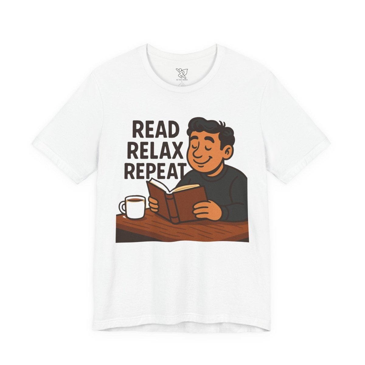 "Read. Relax. Repeat." Cozy Reading Shirt, Book Lover Gift, Unisex Casual Tee, Perfect for Book Clubs, Relaxing Days - MINDSet Collection - AI Tee Hero