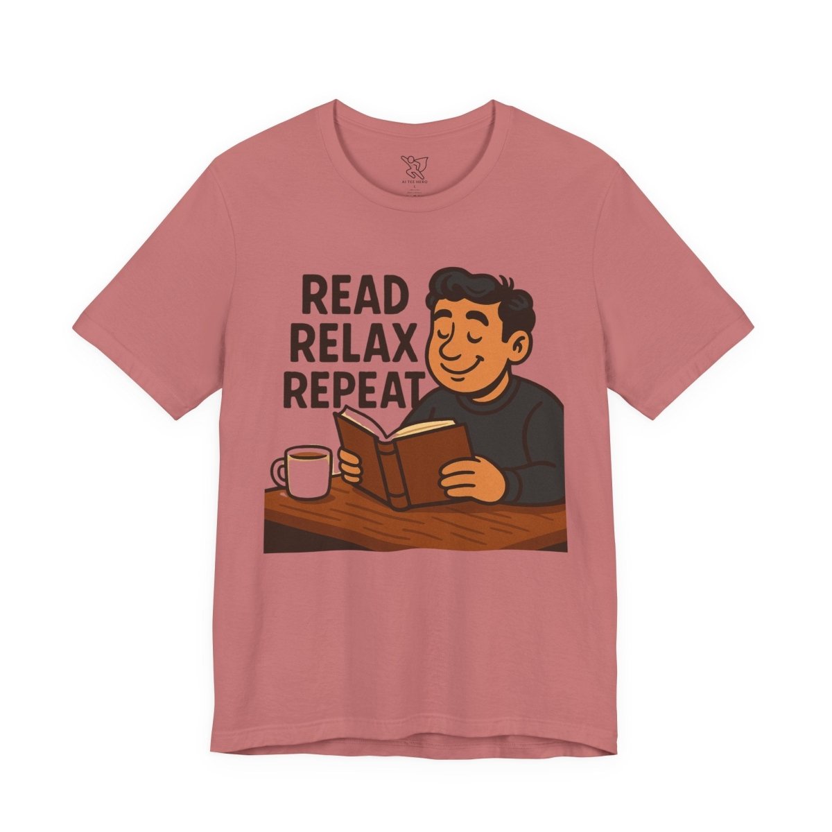"Read. Relax. Repeat." Cozy Reading Shirt, Book Lover Gift, Unisex Casual Tee, Perfect for Book Clubs, Relaxing Days - MINDSet Collection - AI Tee Hero