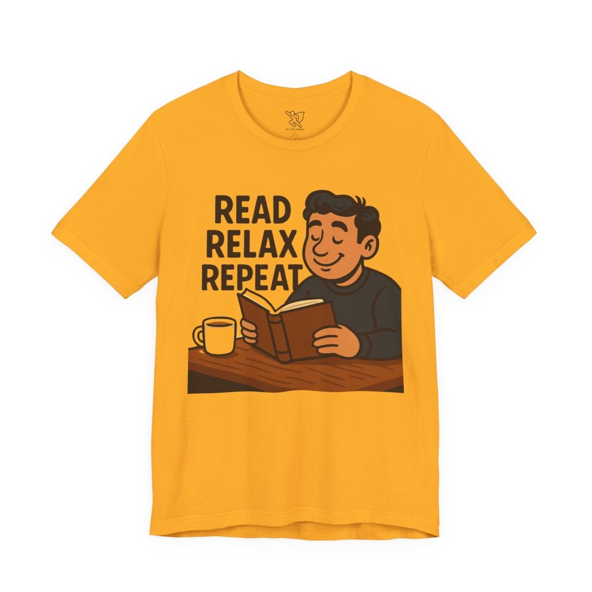 "Read. Relax. Repeat." Cozy Reading Shirt, Book Lover Gift, Unisex Casual Tee, Perfect for Book Clubs, Relaxing Days - MINDSet Collection - AI Tee Hero