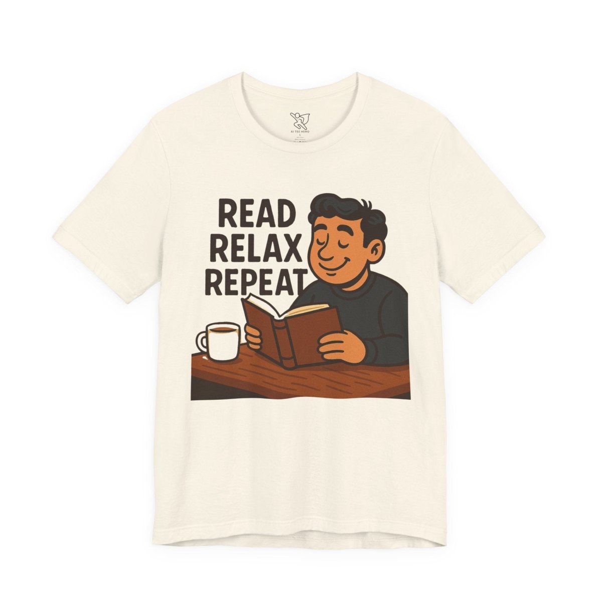 "Read. Relax. Repeat." Cozy Reading Shirt, Book Lover Gift, Unisex Casual Tee, Perfect for Book Clubs, Relaxing Days - MINDSet Collection - AI Tee Hero