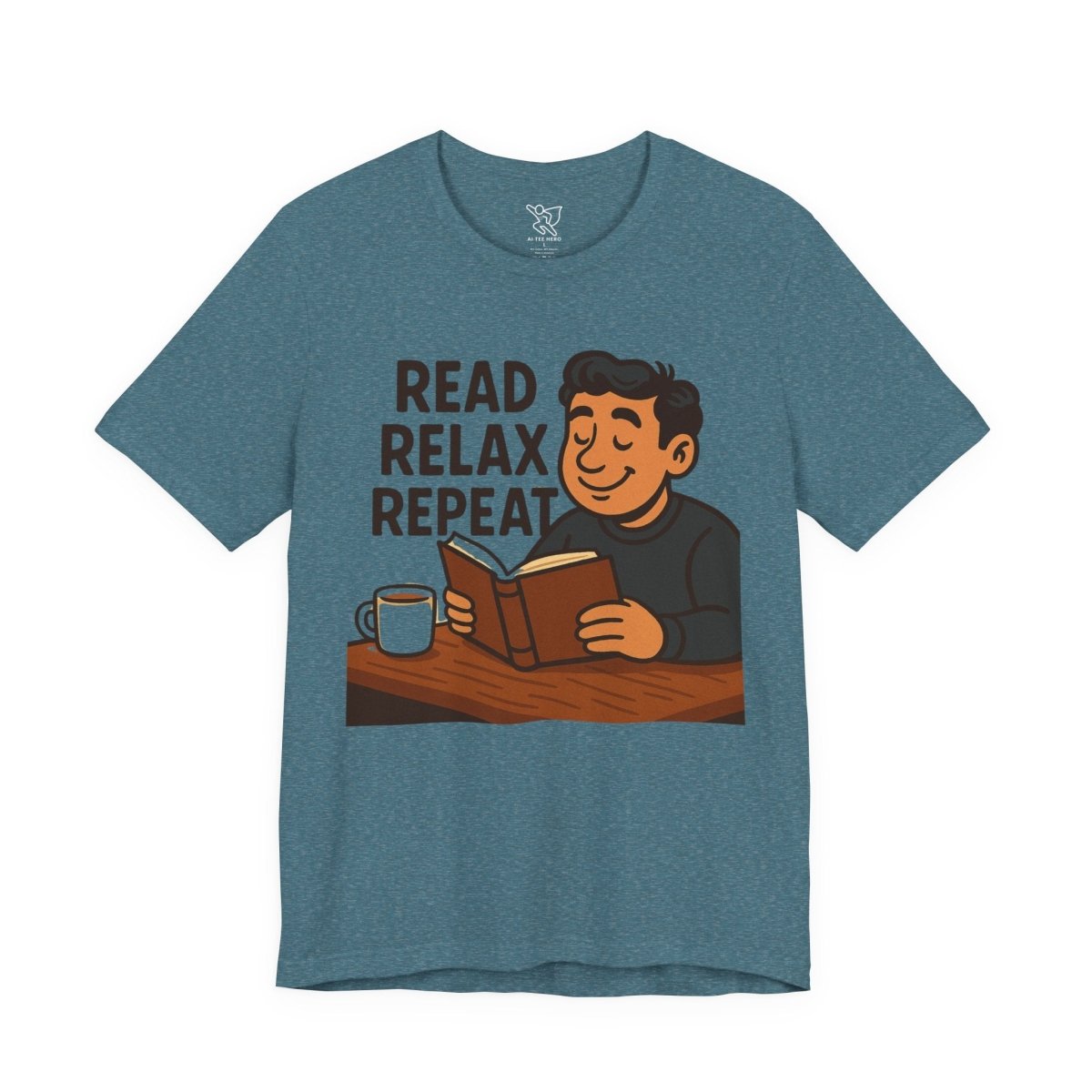 "Read. Relax. Repeat." Cozy Reading Shirt, Book Lover Gift, Unisex Casual Tee, Perfect for Book Clubs, Relaxing Days - MINDSet Collection - AI Tee Hero