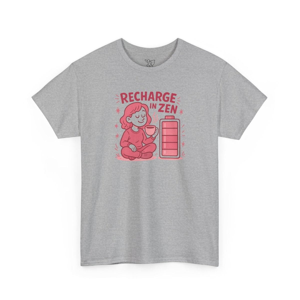 "Recharge in Zen" CW - 2 Unisex Heavy Cotton Tee, Relaxation Shirt, Mindfulness Apparel, Casual Weekend Tee, Gift for Meditation Lovers - MINDSet Collection - AI Tee Hero
