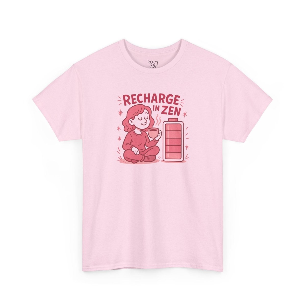 "Recharge in Zen" CW - 2 Unisex Heavy Cotton Tee, Relaxation Shirt, Mindfulness Apparel, Casual Weekend Tee, Gift for Meditation Lovers - MINDSet Collection - AI Tee Hero