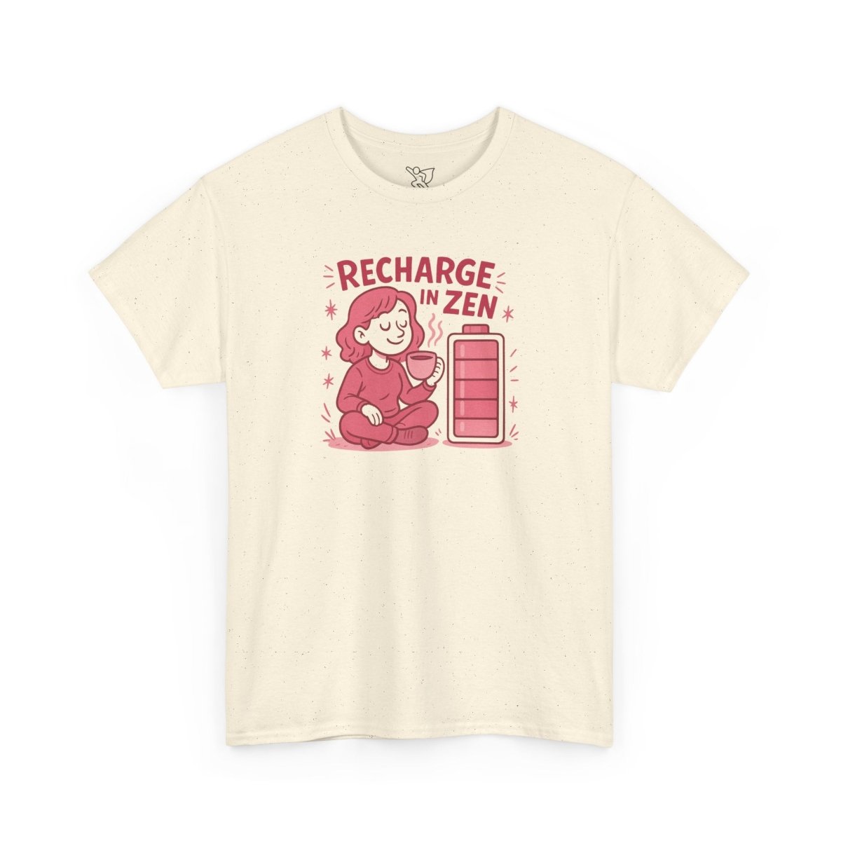 "Recharge in Zen" CW - 2 Unisex Heavy Cotton Tee, Relaxation Shirt, Mindfulness Apparel, Casual Weekend Tee, Gift for Meditation Lovers - MINDSet Collection - AI Tee Hero
