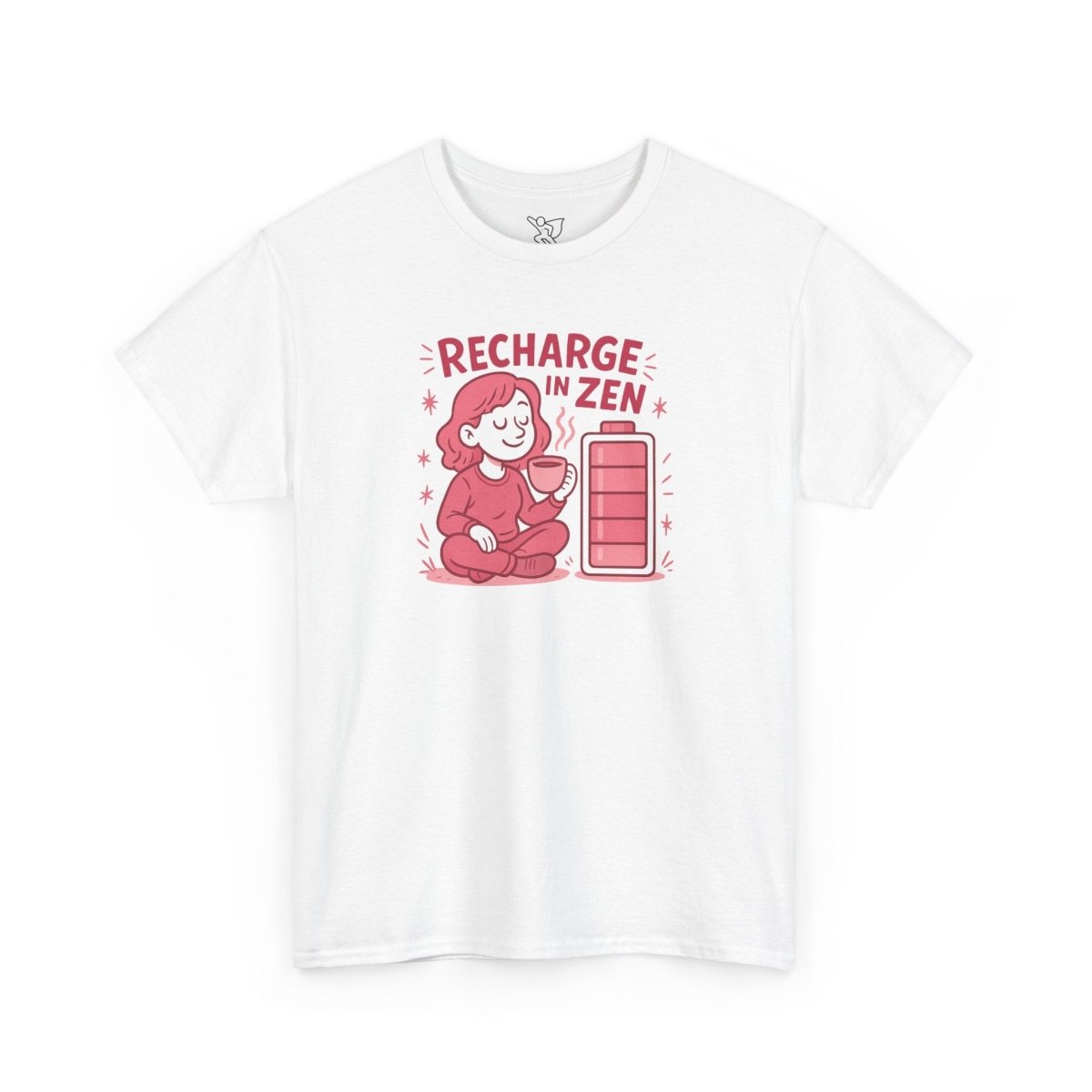 "Recharge in Zen" CW - 2 Unisex Heavy Cotton Tee, Relaxation Shirt, Mindfulness Apparel, Casual Weekend Tee, Gift for Meditation Lovers - MINDSet Collection - AI Tee Hero