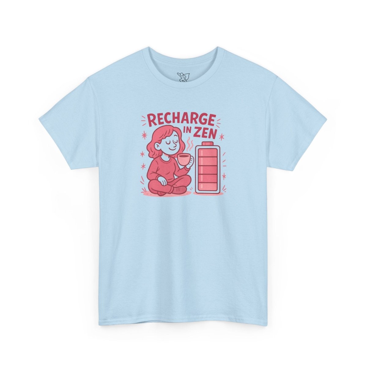 "Recharge in Zen" CW - 2 Unisex Heavy Cotton Tee, Relaxation Shirt, Mindfulness Apparel, Casual Weekend Tee, Gift for Meditation Lovers - MINDSet Collection - AI Tee Hero