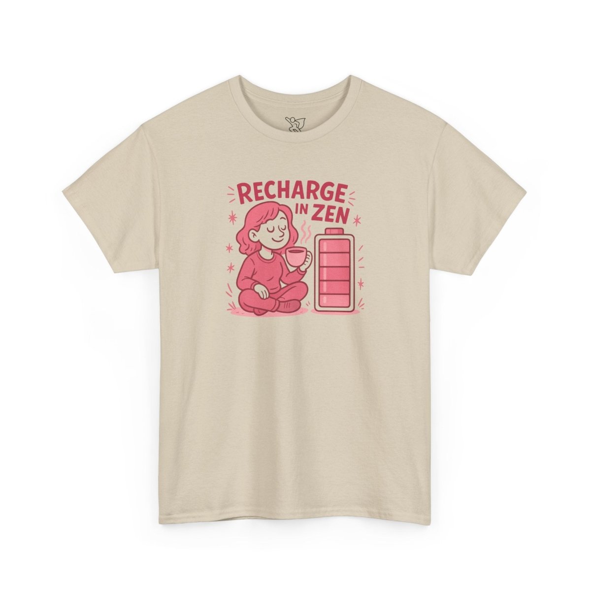 "Recharge in Zen" CW - 2 Unisex Heavy Cotton Tee, Relaxation Shirt, Mindfulness Apparel, Casual Weekend Tee, Gift for Meditation Lovers - MINDSet Collection - AI Tee Hero