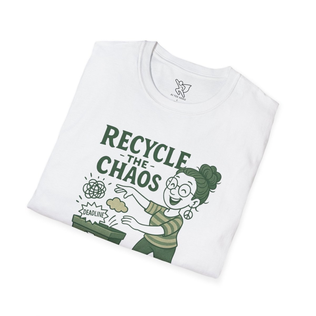 "Recycle the Chaos" Unisex Statement T-Shirt, Sustainable Fashion, Earth Day Gift, Casual Wear, Green Lifestyle - MINDSet Collection - AI Tee Hero